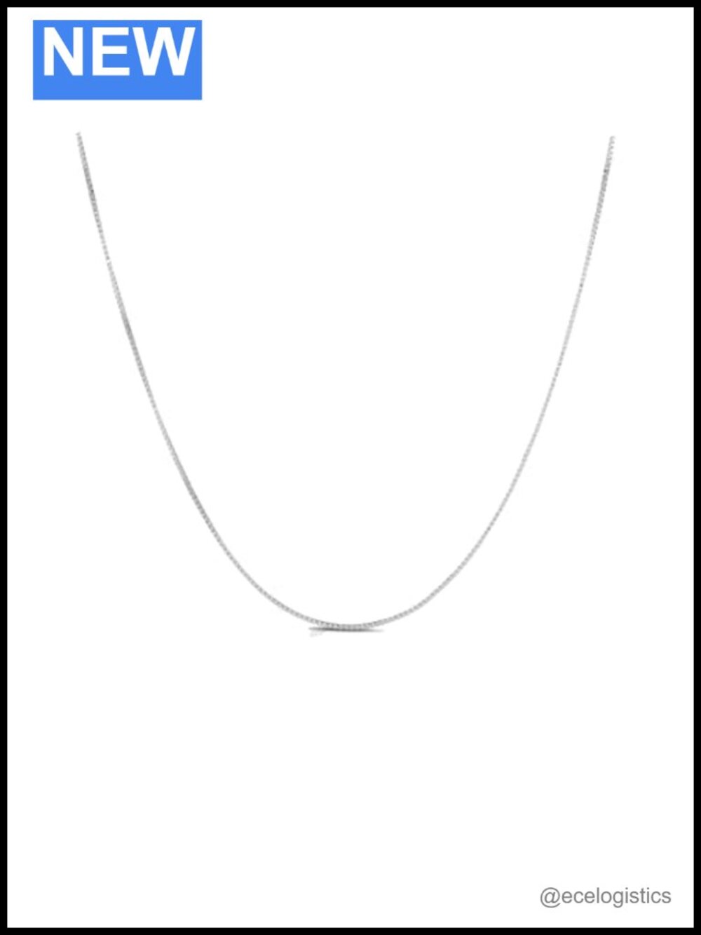 14K Solid White Gold Box Chain Necklace 0.5mm 20in